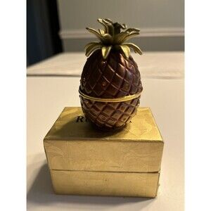 NIB - Rucinni Swarovski Crystal Trinket Enamel Metal Pineapple Trinket Box